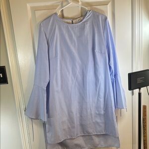 Blue Striped Bell Sleeve Dress